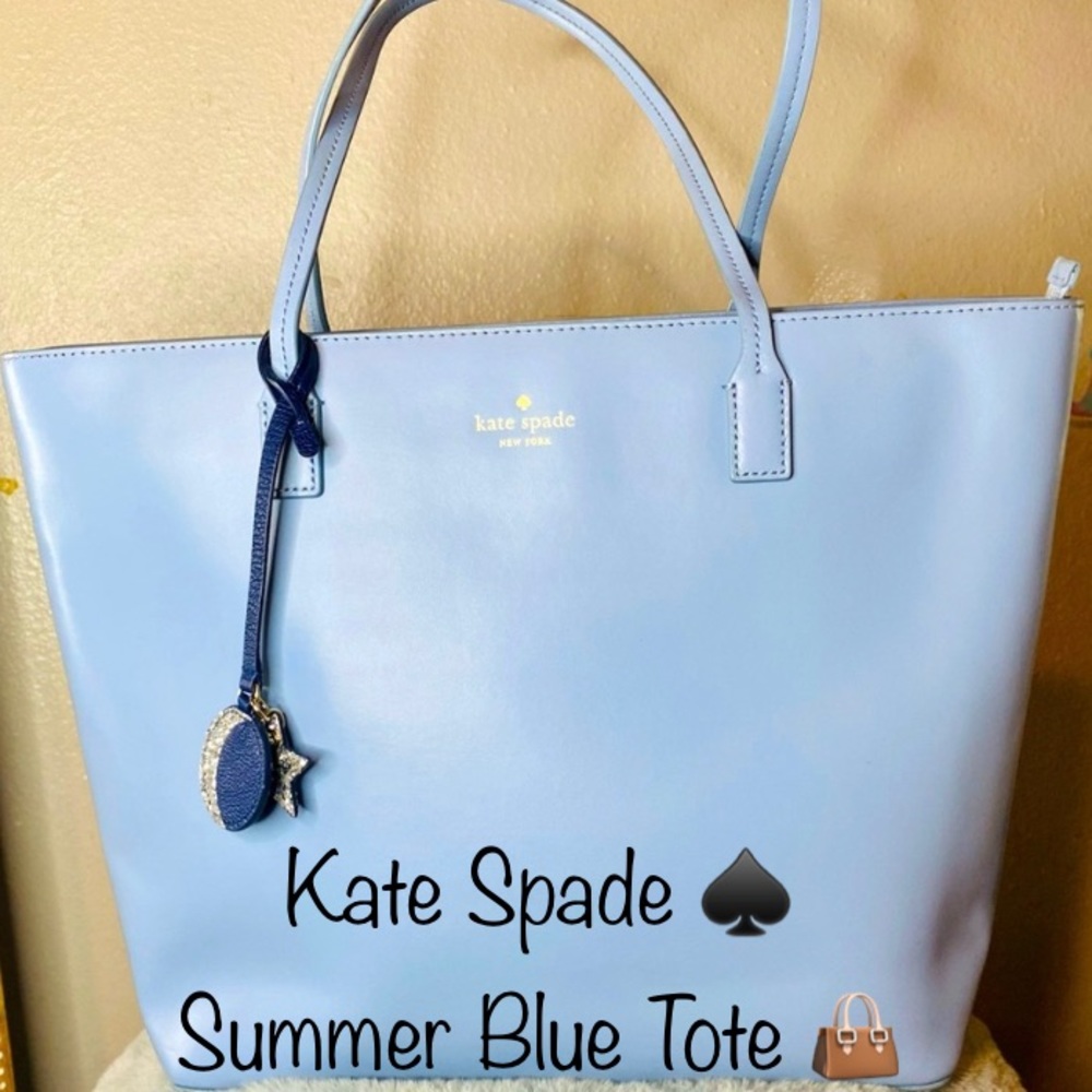 Kate ♠️  Spade Blue Summer Leather Tote Preloved
